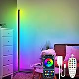 Lámpara de pie LED RGB color moderno estilo minimalista lámpara de pie para sala de estar, lámpara de pie de esquina de brillo ajustable con control remoto, para sala de estar, dormitorio, negro