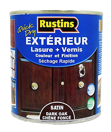 RUSTINSESDO500 Satin Outdoor Wood Stain, 500 ml, Dark Oak