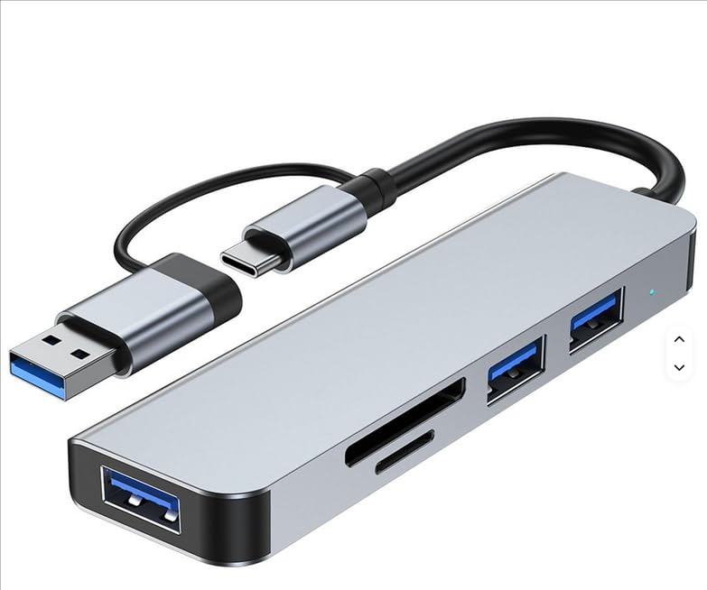 USB Hub, 5-in-1 USB 3.0 and USB-C Adapter, Grey, Multi-Port Expansion with Card Reader (Limited 1 Year Warranty)-image-8