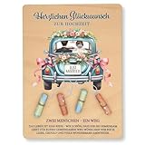 ZUKLA Verpackung für Geldgeschenke zur Hochzeit - 23 x 17 cm - mit Reagenzglas - Hochzeitskarte Geldgeschenk Verpackung Holz - Hochzeitsgeschenk für das Brautpaar - Hochzeitsgeschenk Geld - Auto