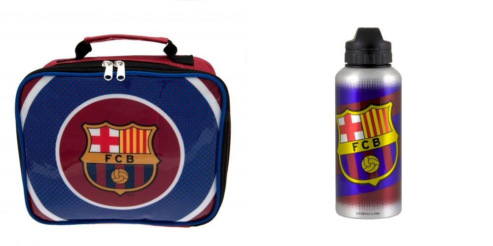 FC BARCELONA LUNCH BAG & DRINKS BOTTLE SET CHOICE OF DESIGNS (BLUE LUNCH BAG SET)