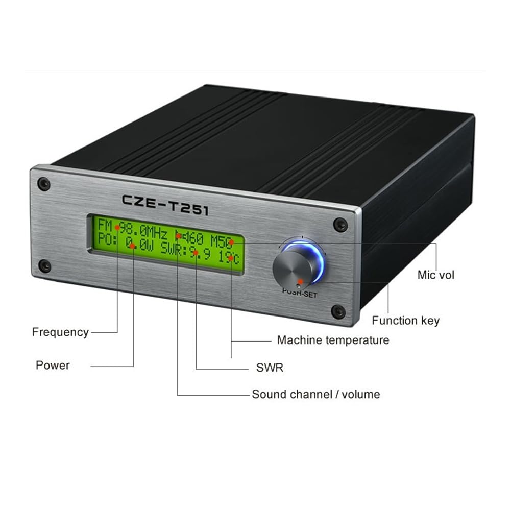 CZE-T251 Trasmettitore di Trasmissione FM A Lunga Copertura 25 W 25 Watt per Apparecchiature di Stazioni Radio per Auto e Chiese