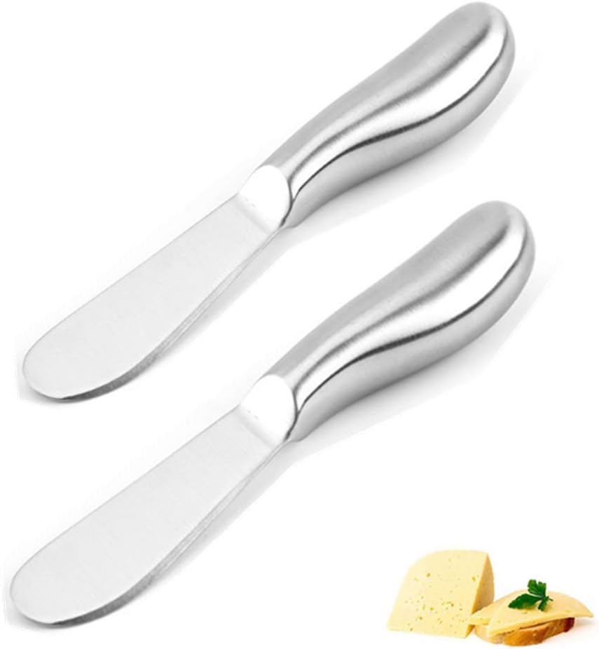 Butter Knife Cheese Spreader Stainless Steel Easy Spread with Ergonomic Handle 14x2cm 2pcs