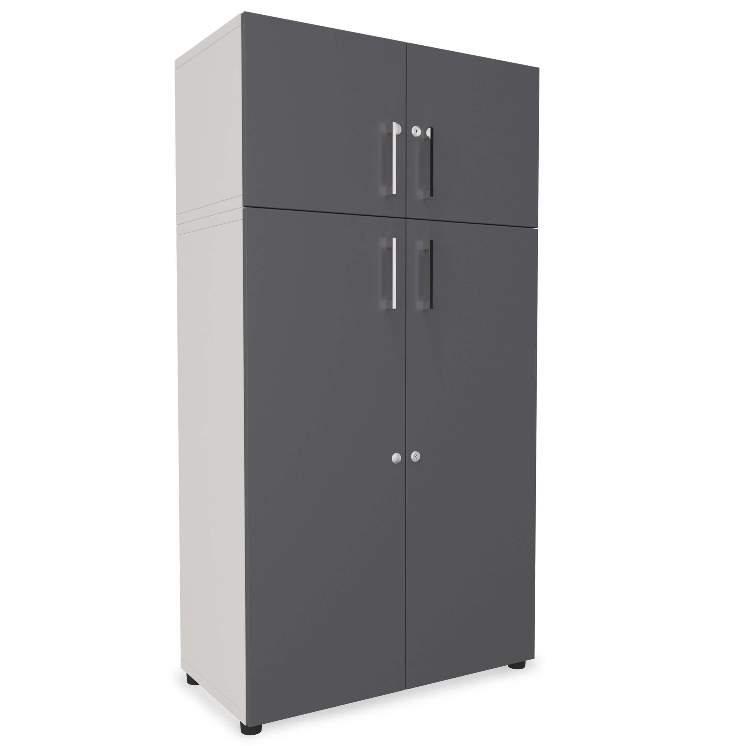 Eigentlich Aktenschrank Holz B80xT40cm, Stabiler Büroschrank in versch. Größen und Farben, Mehrzweckschrank abschließbar, Büromöbel (Korpus Lichtgrau, Front Anthrazit, 4OH - 80x40x153cm)