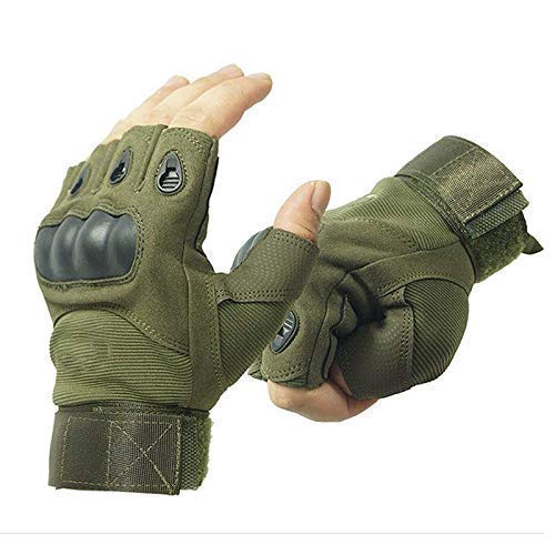 KINGBARON® Tactical Fingerless Glove Military Mittens Desert Camouflage SWAT Cycling Paintball Driving Men Gloves (Green)-image-27