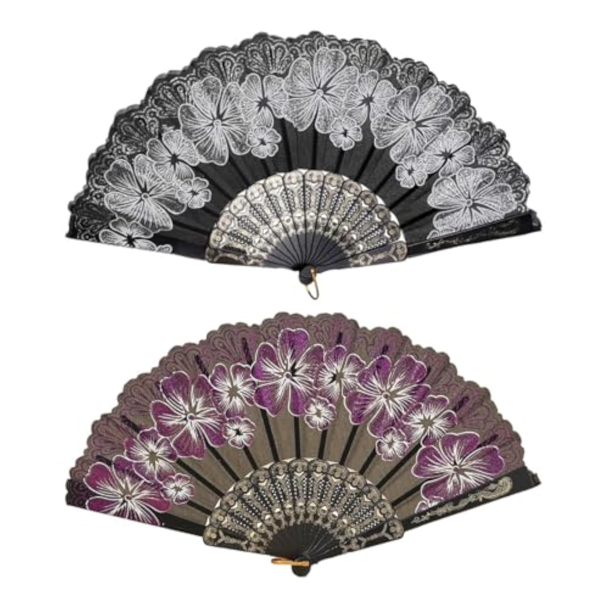 2X Folding Hand Fan Handmade Elegant Handheld Fan