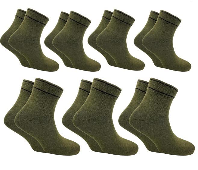 RANDRA Indian Army Socks For Men & Women Ankle Length Dark Green (Olive) Solid Cotton Trekking & Training (Pair of 7)-image-43