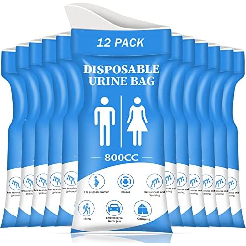 Disposable Urine Bags for Women/Men,12/24Pack for Travel, Camping, Car Trip | 800ML…