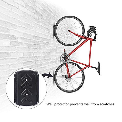 DIRZA-Bike-Wall-Mount-Rack-with-Tire-Tray-Vertical-Bike-Storage-Rack-for-IndoorGarageShed-Easy-to-install-Great-for-Hanging-RoadMountain-or-Hybrid-Bikes-Screws-Included-2-Pack