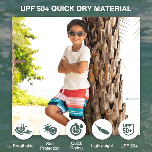 Image of Kanu Surf Boys' Victor Stripe Quick Dry Beach Board Shorts Swim Trunk