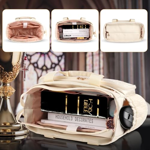 Christian Tote Bags for Women with Compartments, Church Bag with Pen Holders, Tote Bag with Zipper for Work and Travel3