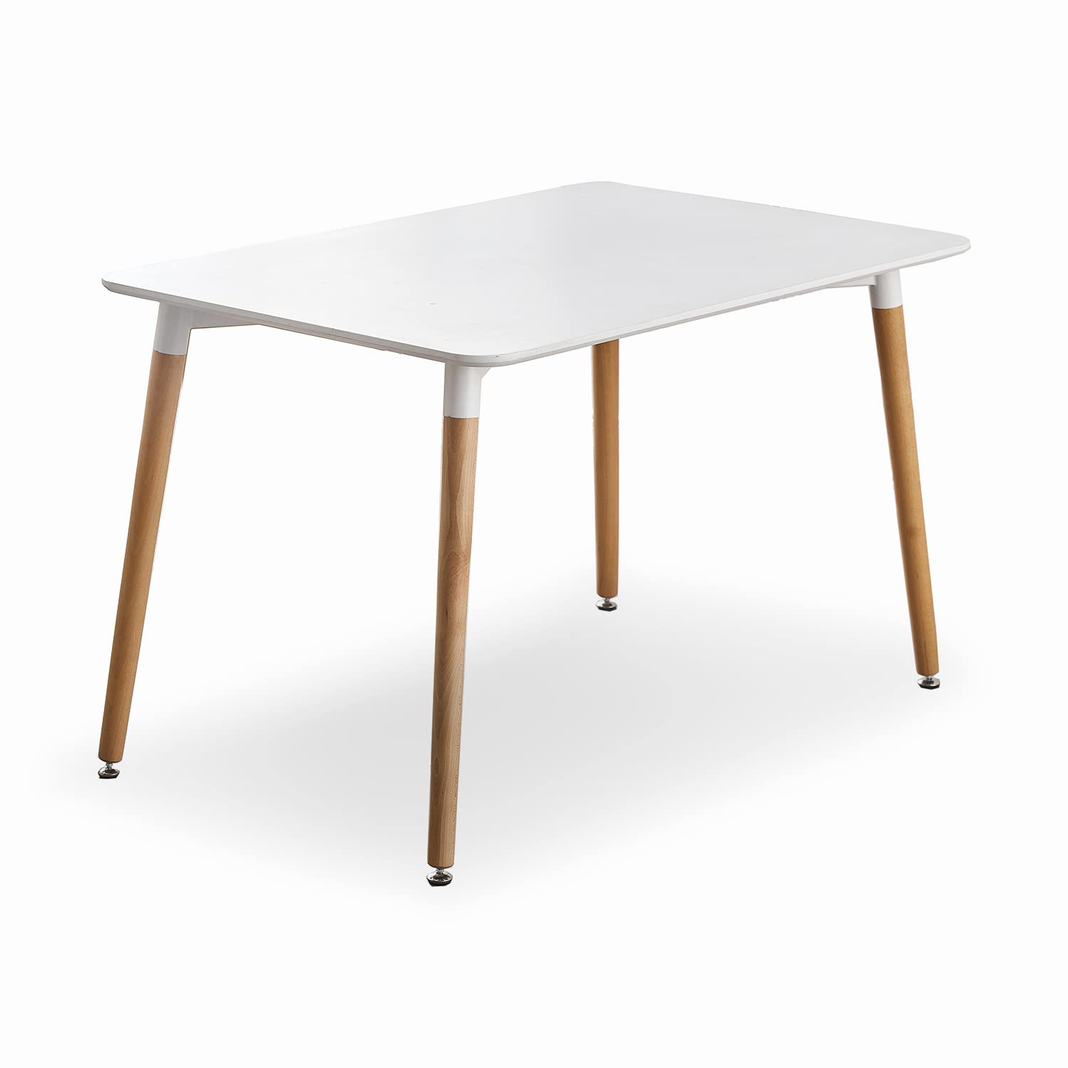 Halo Rectangular Dining Table for 4 or 6 Seating, Compact Design with Wooden Legs, Available in Black, White, or Oak Finish, Modern Dining Table for Small Spaces