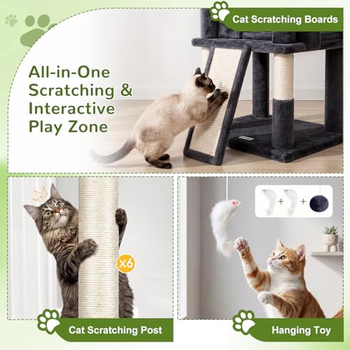 Image of Globlazer 81in Cat Tree for Large Cats, Extra Tall Tower, F81H, Dark Grey
