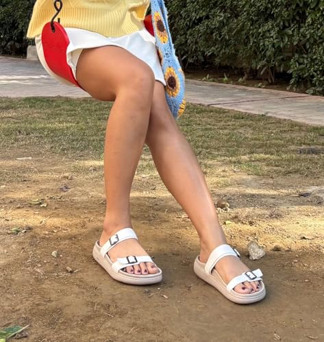 Image of Women's Vegan Leather Flat Sandals | Stylish Ladies Sandal with Cushioned Footbed | Lightweight & Waterproof EVA Sole | Comfortable Everyday Wear
