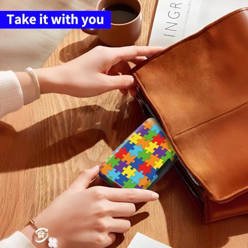 Credit Card Holder, Mini RFID Aluminum Wallet, Cute Slim Business Hard Card Case, Universal Metal Card Wallet for Women Men Coloful Jigsaw2