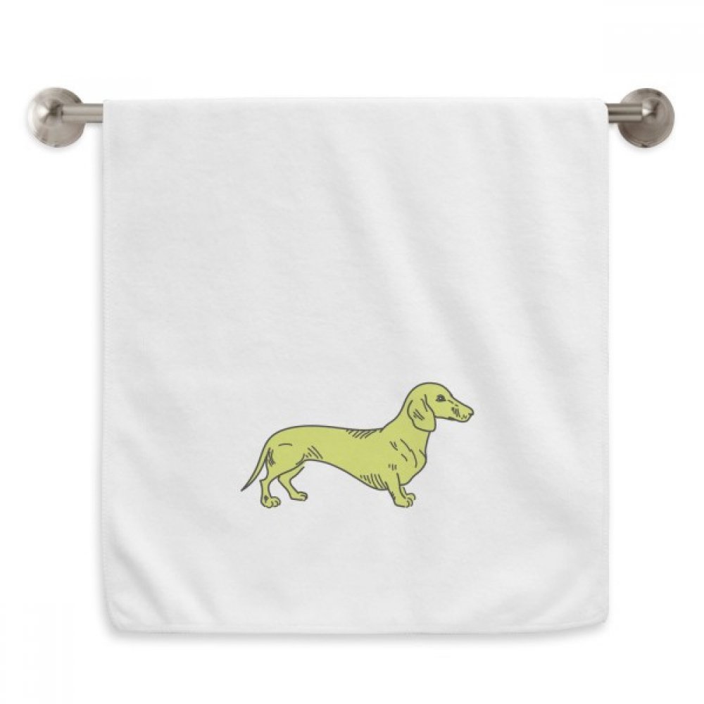 Serviette blanche dessin chien jaune cadeau original anniversaire 13x29