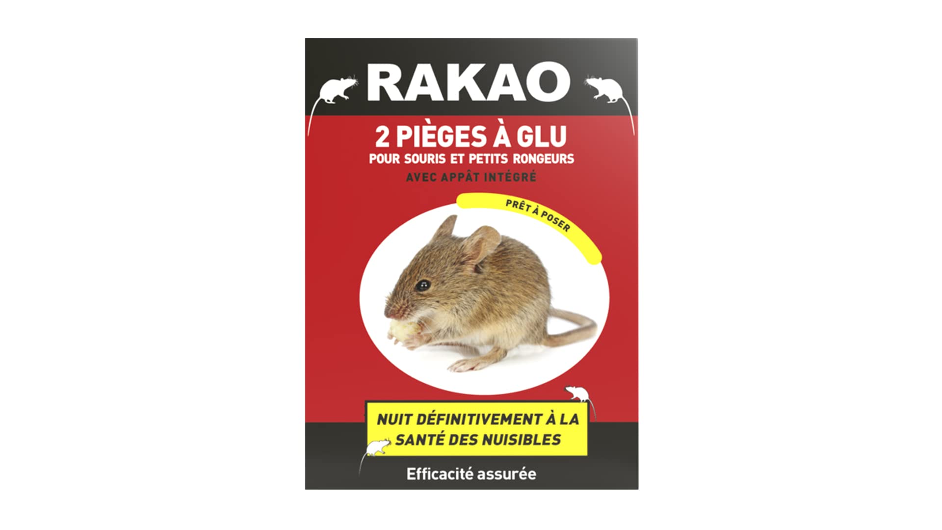 Plaques glu souris RAKAO lot de 2 pièges à colle anti-rongeurs