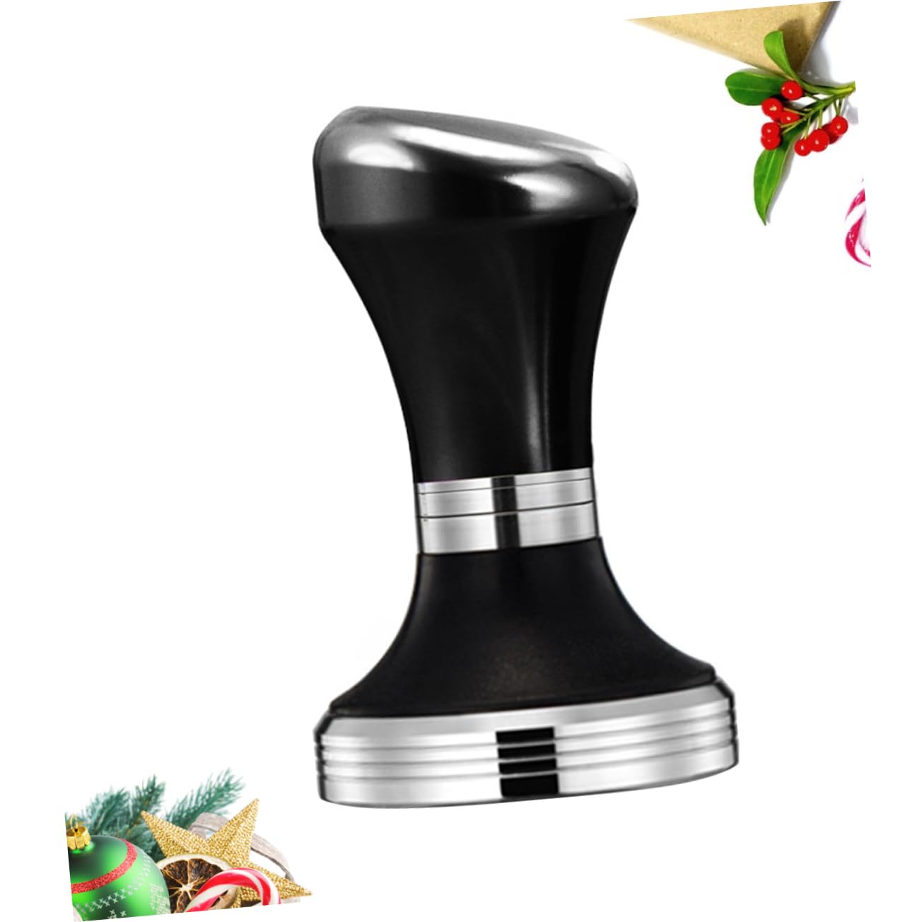 Tamper Caffè Espresso 58mm in Acciaio Inox, Nero Professionale