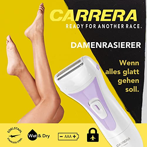 Carrera Classic Damenrasierer batteriebetrieben, Nass-Trockenrasur, Edelstahlklinge, 2 Langhaarschneider, Aufbewahrung - Image 3
