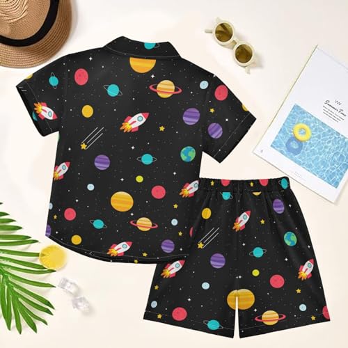 Image of visesunny Boys Hawaiian Shirt and Short Set Summer Outfit Kids 2 Piece Clothes Set 3-10Y