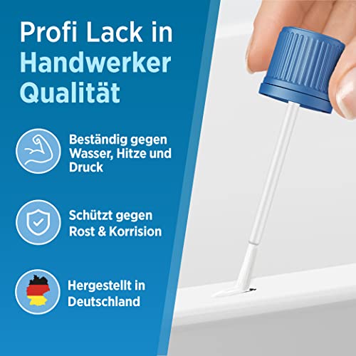Prinox Emaille Lackstift zur professionellen Reparatur von kleinen Schäden auf Emaille,Fliesen,Keramik und Acryl -Wasserfest Bad & Sanitär Lack als Fugenstift, Reparatur für Waschbecken & Fliesen