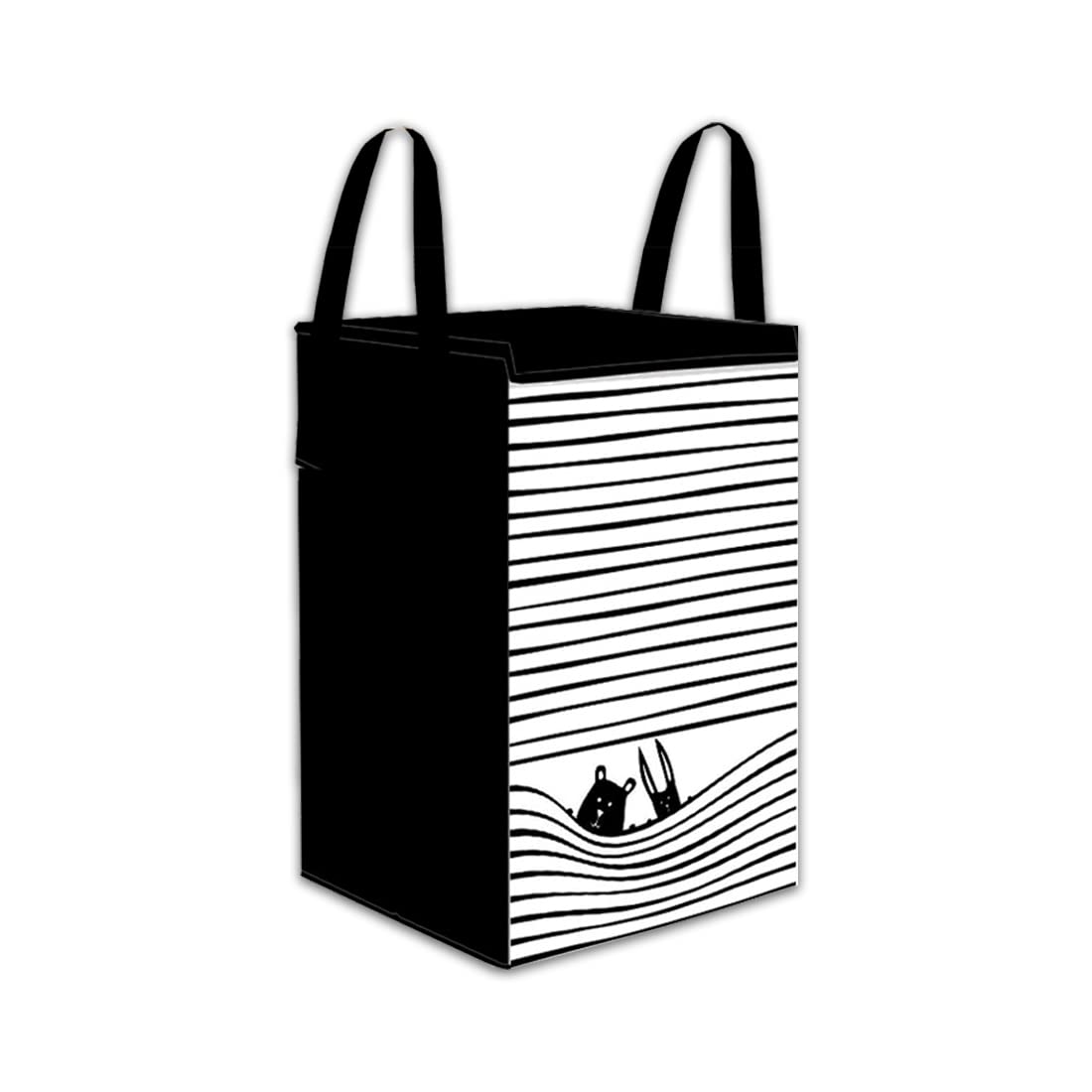 PrettyKrafts 75L Non Woven Printed Rectangular Foldable Large Laundry Bag/Basket With Lid & Handle, Freestanding Cloth Storage Organizer for Bedroom (36x36x53cm, Black & White, Set of 1) (B09SVCMD2R) Amazon Price History, Amazon Price Tracker