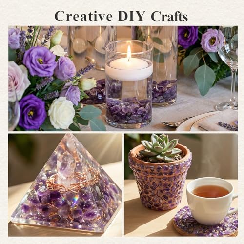Image of JOHOUSE 1 LB Amethyst Chips, Quartz Crystals, Polished Stone Vase Filler