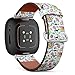 CJBROES Replacement Leather Watch Band, Compatible with Fitbit Versa 3 and Fitbit Sense of Wristband Bracelet Accessory - Paisley Watercolor Floral Tile