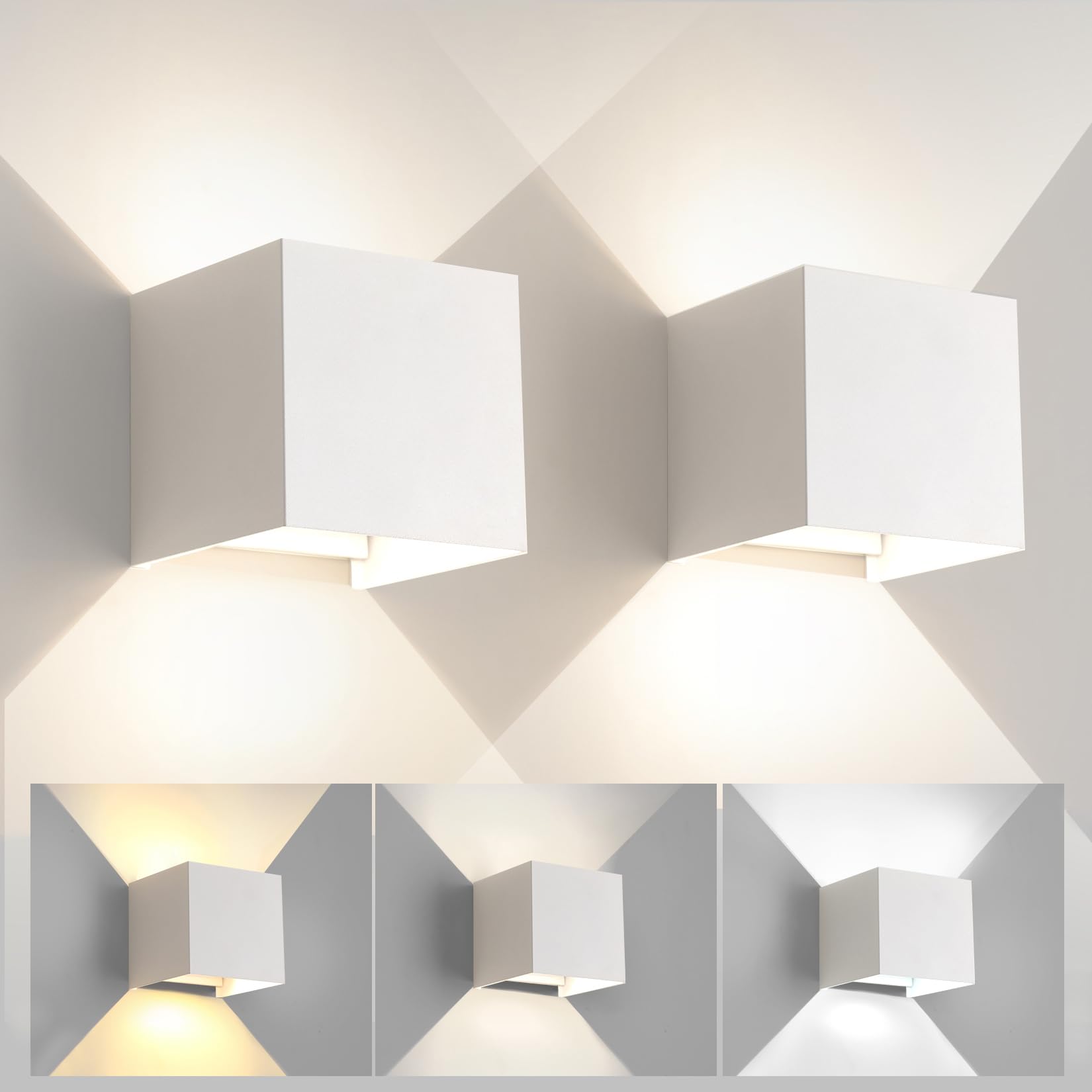2 Pcs Aplique de Pared Exterior Interior Bombilla LED G9 Reemplazable IP65 Impermeable Lámparas de Pared 3000K Luz Cálido Apliques de exterior cuadrada de aluminio Ángulo de luz ajustable Antracita — view 34