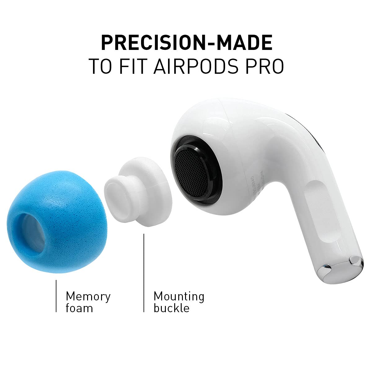 ADVANCED SOUND GROUP Eartune Fidelity UF-A Premium końcówki z pianki z pamięcią kształtu do AirPods Pro - pasują do etui ładującego, pozostają w uszach, doskonała izolacja i wbudowana osłona woskowa -