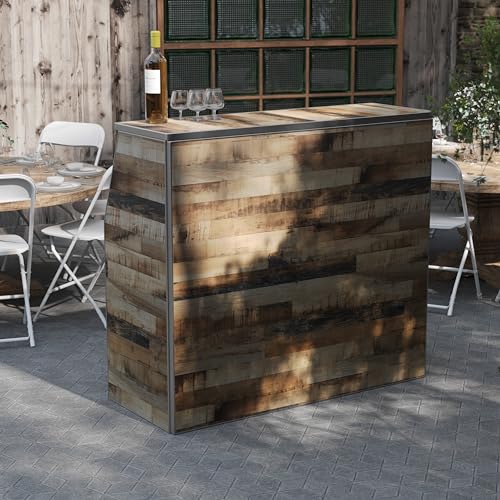 Flash Furniture Amara 4' Rustic Natural Laminate Foldable Bar - Portable Event Bar