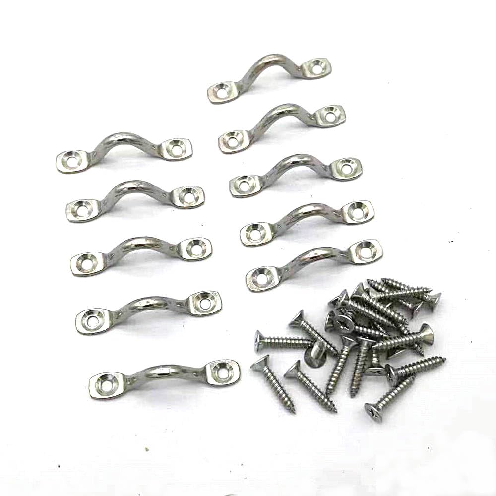 JY-MARINE 4mm Pad Eye Straps for Bimini Boat Top with Screws, Kayak Deck Loops Tie Down Stainless Steel 316,Marine Grade,10 Pcs