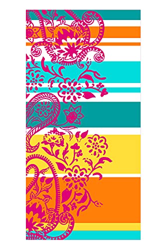 jilda-tex Serviette de plage 90 x 180 cm - Serviette de plage - 100 % coton biologique - En velours éponge - Facile d'entretien - Différents designs (Summer Paisley)