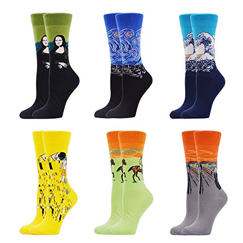 WeciBor Calcetines Estampados de las Mujeres, Mujeres Ocasionales Calcetines Divertidos Impresos de Algodón de Pintura Famosa de Arte Calcetines, Calcetines de Colores de moda (ES067-88)