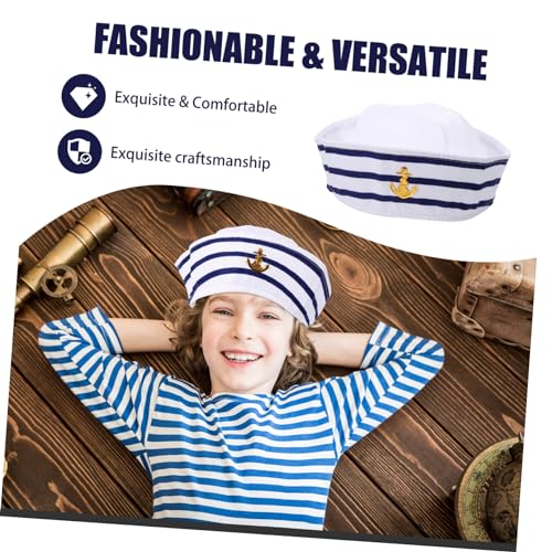 BESPORTBLE Embroidered Captain Hat for Boys and Girls Logo Sailor Cap for Dress-up Performance and Costume Parties and Portable Design3