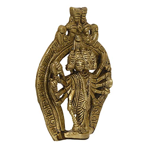Image of eCraftIndia Panchmukhi Lord Hanuman Brass Idol Statue (BGO902)