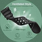 WOCCI 22mm Ventilated Watch Band for Men, FKM Rubber, Black Buckle (Black) - Image 2