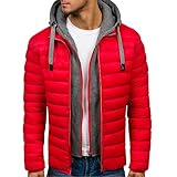 RKaixuni Jacke für Herren, Winterjacke mit Kapuze, Jacke für Herren, warm, Winddicht Double Layer Softshell Jacke Quilted Lightweight Steppjacke Skijacke Outdoor Daunen Wintermantel