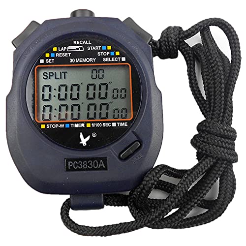 Stopwatch, Professional Digital Sport Stopwatch Timer, Lcd 3 Rows Display Suitable For Football,Basketball, Running,Swimming,Fitness And More-60 Laps [With Button Battery] #TOP3