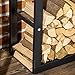 HOMCOM Metal Firewood Log Holder Tall Firewood Rack Indoor Outdoor Fireplace Wood Storage Shelf with Side Rails