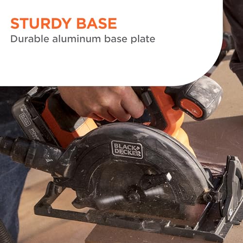Image of BLACK+DECKER Circular Saw 20V MAX, 6-1 /2 in. Brushless Circular Saw Cordless Kit with 2.5Ah Battery and Charger, 24T Blade for Wood, Up to 165 Cuts Per Charge, LED Light, PowerConnect (BLCS78E1)