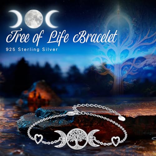 Image of Tree of life Bracelets Sterling Silver Hypoallergenic Tiny Family Tree Good Luck Bracelet Jewelry for Mother