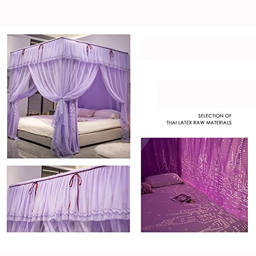 Mosquitera cama matrimonio morada con estructura metálica para acabar con cuartos aburridos 3