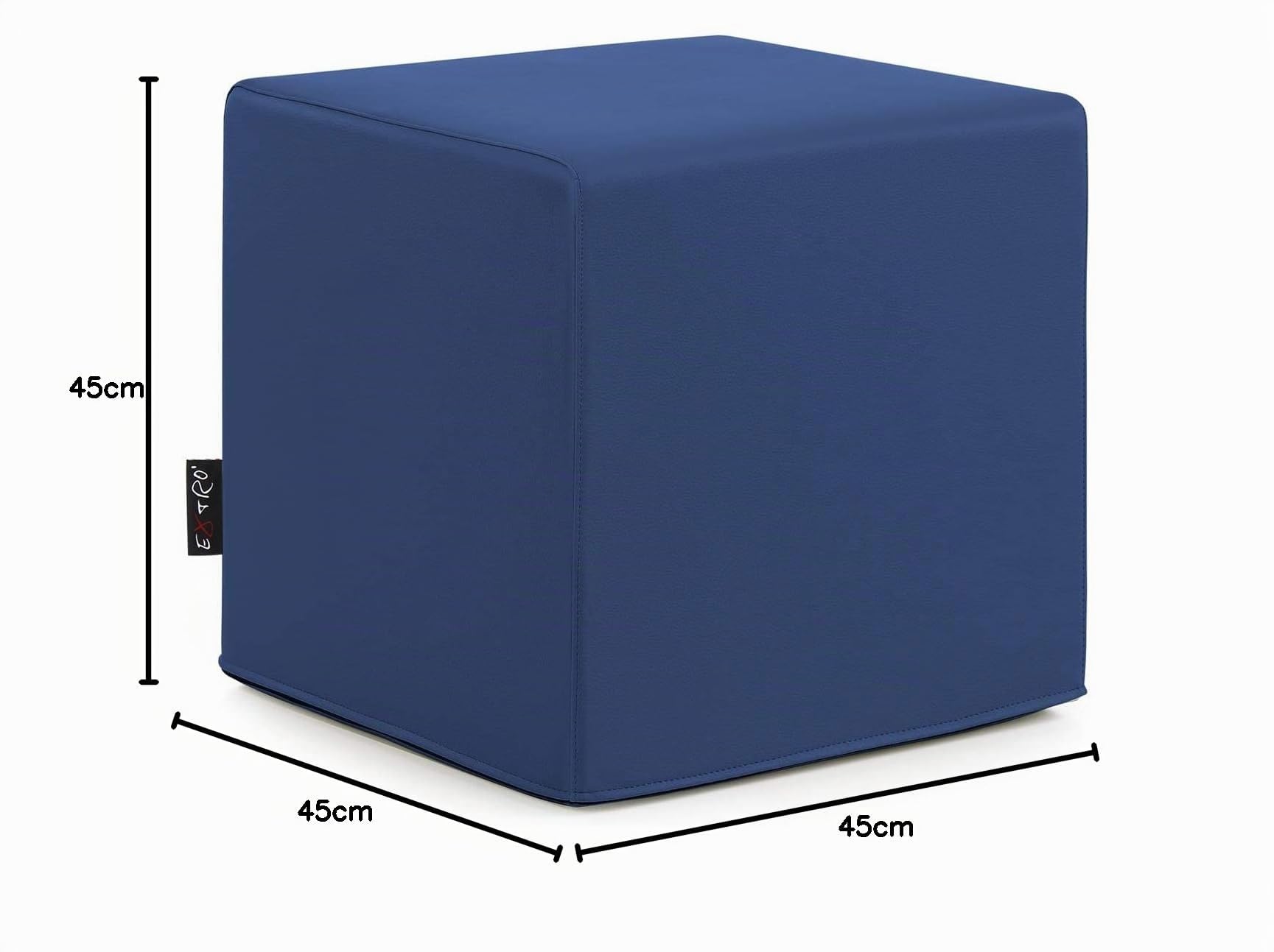 CUBO POUF ECOPELLE BLU 45X45 H.45 SFODERABILE INTERNO IN POLIURETANO DA SEDUTA CUCITURE RIBATTUTE PER MAGGIORE TENUTA