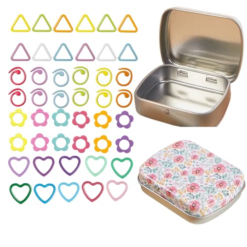 Image of Hilsayum 80Pcs Stitch Markers for Crocheting and Knitting,4 Shapes Colorful Crochet Stitch Markers with Box