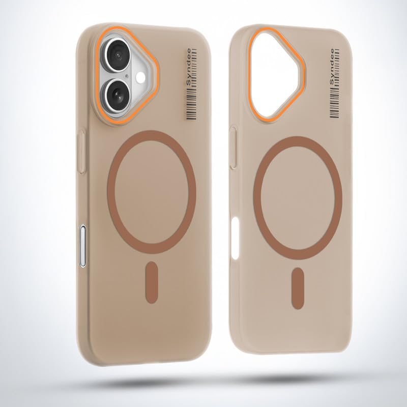 Image of Mr. Case Back Cover for iPhone 16 Sleek Frosted Translucent Back with Wireless Charging Support | Anti-Scratch Shockproof Phone Case - Brown