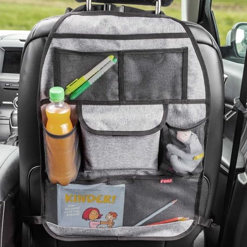 reer Autorücksitz-Organizer TravelKid Tidy, schmutzabweisend, viele Taschen, für alle Autositze, auch Sportsitze, grau