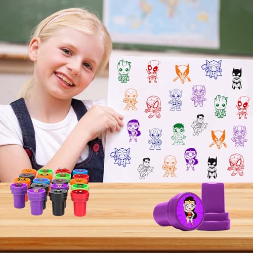 Cosershow SPHERO-RENWUYZ24 24 Pcs Superhero Themed Stampers, Superhero Birthday Party Supplies Favors, Classroom Rewards Prizes, Goody Bag Treat Bag Stuff thumb #5