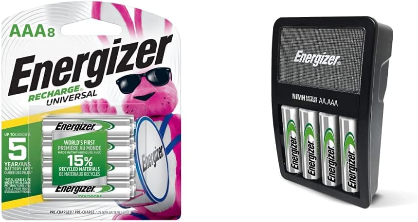 Energizer Recharge Universal AAA Batteries and Charger Kit in packaging