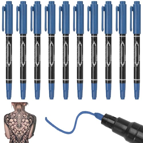 10 pennarelli per tatuaggi per pelle, penna all'henné a doppia testa, pennarelli per tatuaggi con punta spessa e fine, morbidi e sicuri